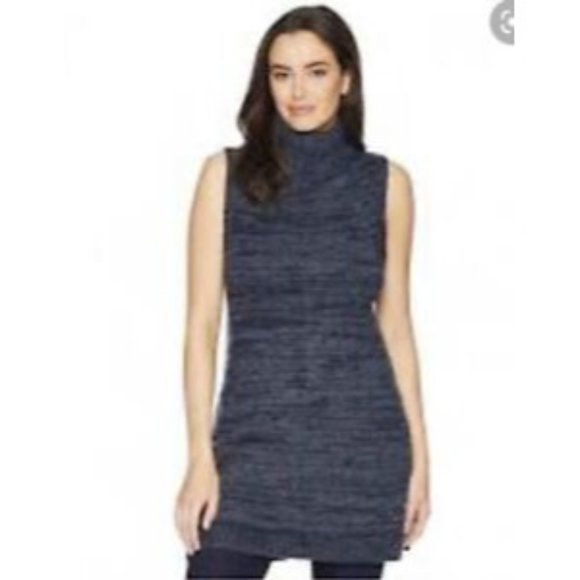 Woolrich Womens Pullover Sweater Mini Dress Turtleneck Sleeveless Blue Size S - Picture 1 of 9